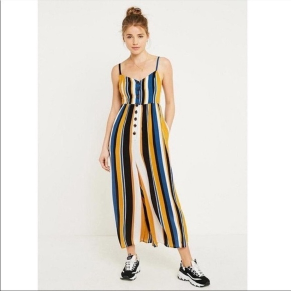 Japna Striped Jumpsuit Blue Yellow White Black comfortable lightweight